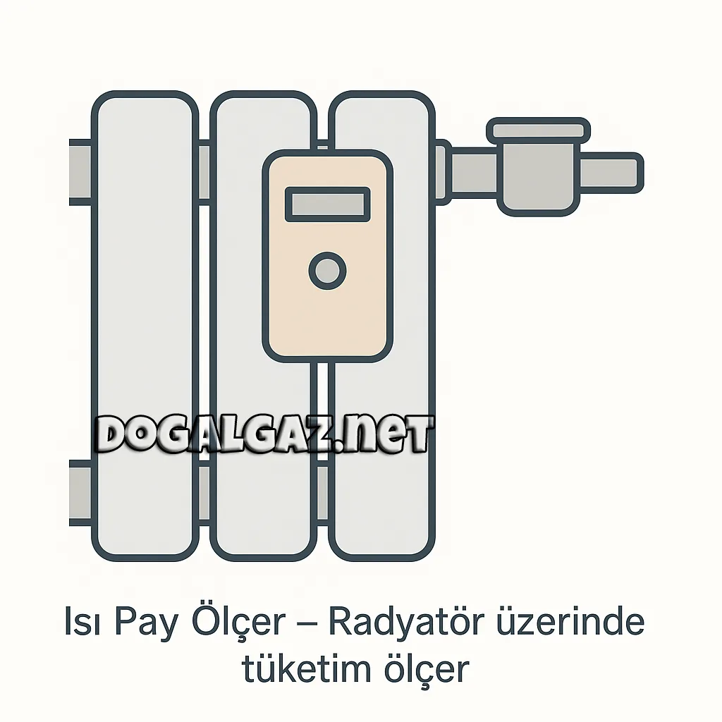 Radyatör üzerinde monte edilmiş ısı pay ölçer cihazı görseli