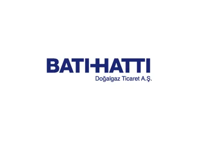 Batı Hattı Doğalgaz Ticaret Anonim Şirketi'ne ait logo, beyaz zemin üzerine BATI HATTI, hemen altında Doüalgaz Ticaret A.Ş. yazıyor.