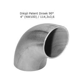 Dikişli Patent Dirsek NW100 4" 90° 114,3x3,6mm