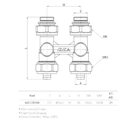 Eca H-ventil teknik çizim