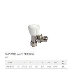 Eca Rv3 Radyatör Valfi, Köşe 602120721