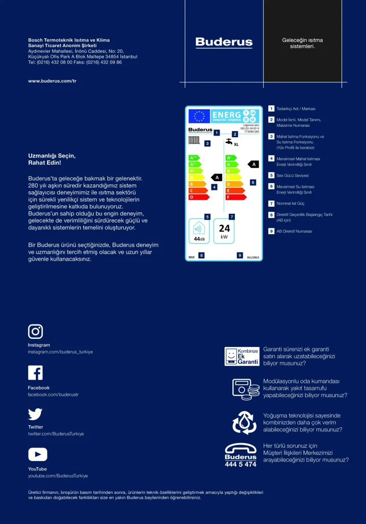 Buderus GB122i erp etiketi