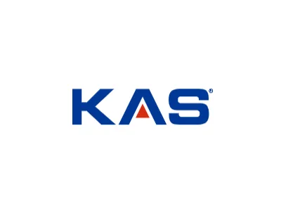 KAS® markasının mavi ve kırmızı renklerdeki resmi logosu kas vana