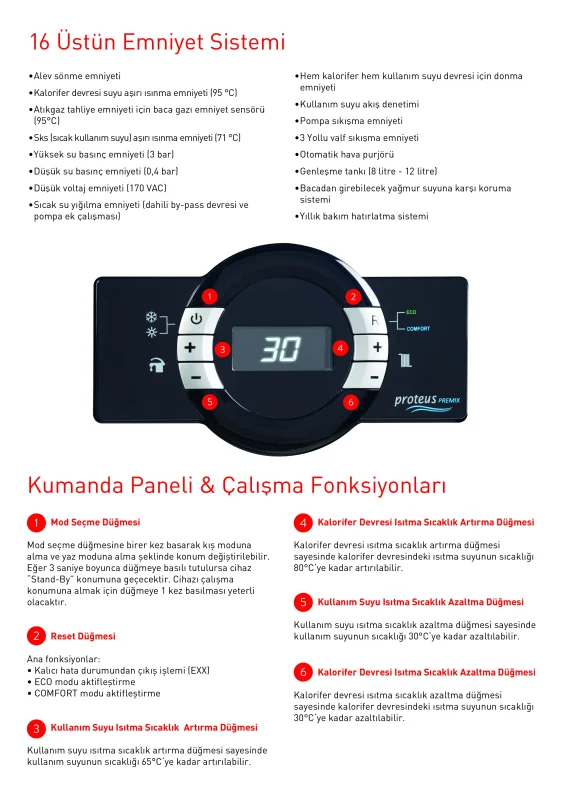 Proteus Premix Önemli Özellikleri ve kontrol ekranı