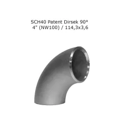 SCH40 Patent Dirsek NW100 4" 90° / 114,3x3,6