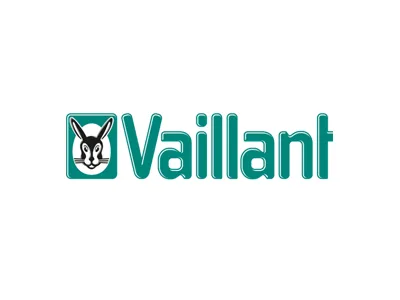 Yeşil renkte yazılmış "Vaillant" yazısı ve yanında bir tavşan simgesi içeren Vaillant logosu