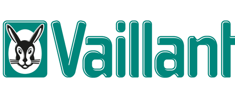 Yeşil renkte yazılmış "Vaillant" yazısı ve yanında bir tavşan simgesi içeren Vaillant logosu