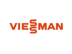 Viessmann logosu, turuncu renkte büyük harflerle yazılmış 'VIESSMANN' kelimesinden oluşur ve 'SS' harfleri zigzag şeklinde tasarlanmıştır.